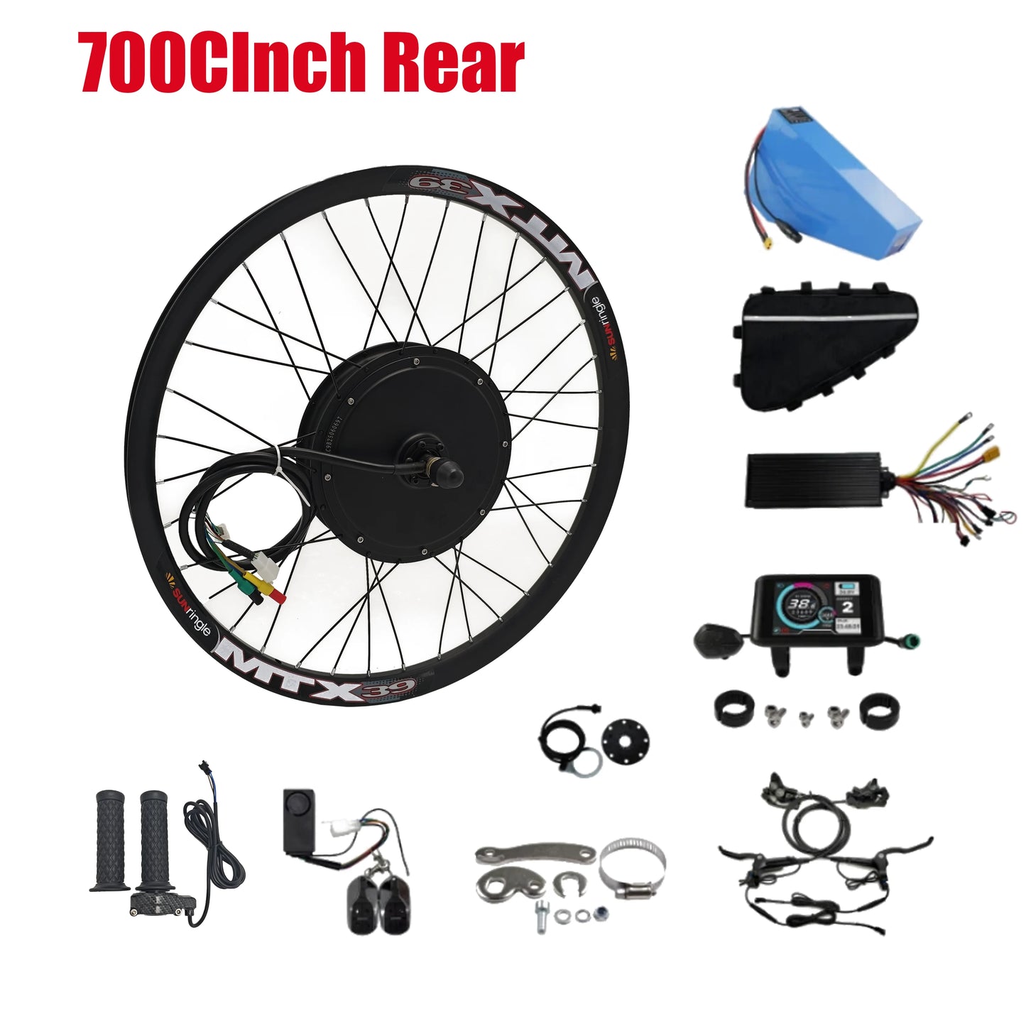 24"/26"/27.5"/29"/700C MTX39 Rear Motor Wheel Conversion Kits | 72V 3000W High-Power Motor with 26AH Large-Capacity Battery