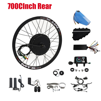 24"/26"/27.5"/29"/700C MTX39 Rear Motor Wheel Conversion Kits | 72V 3000W High-Power Motor with 26AH Large-Capacity Battery