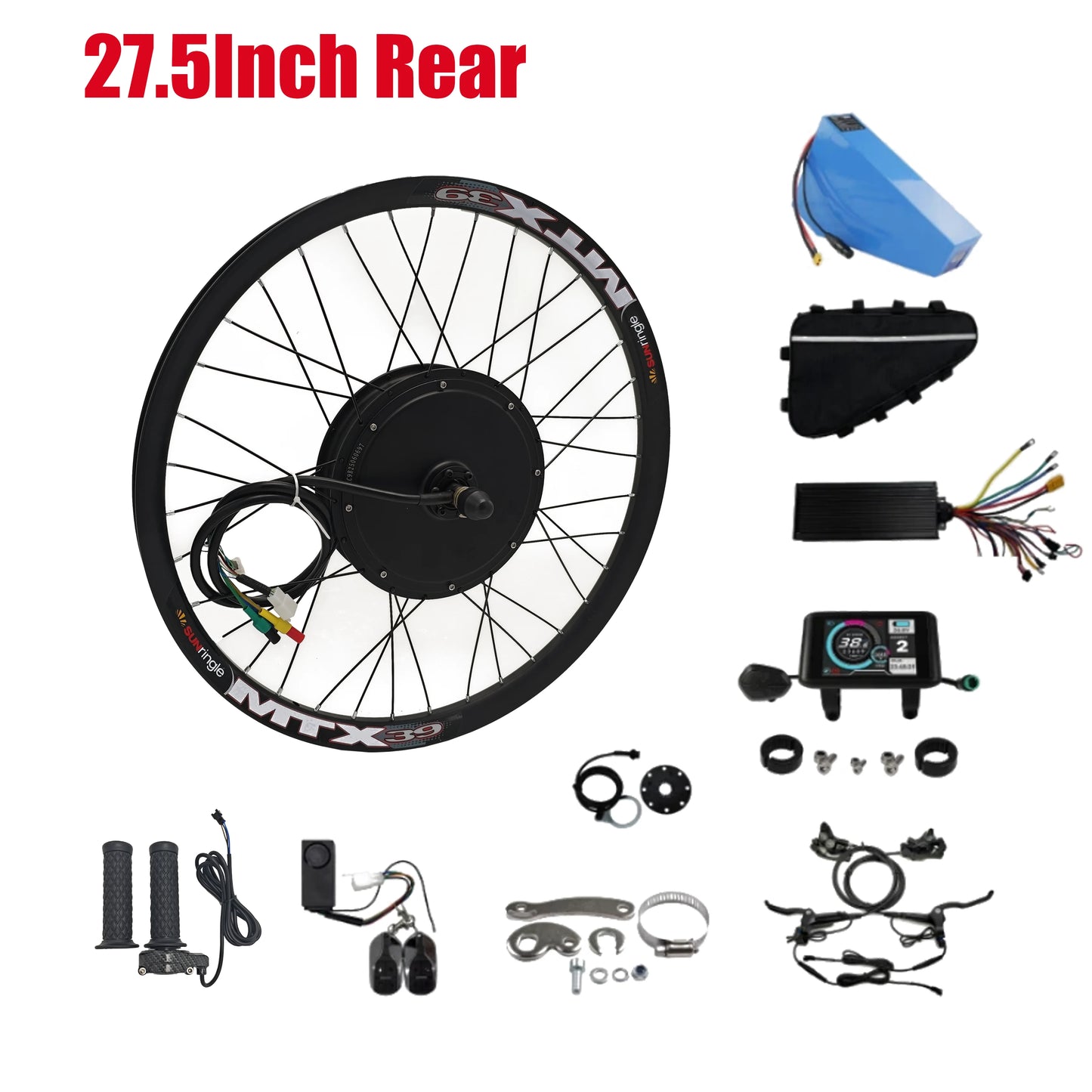 24"/26"/27.5"/29"/700C MTX39 Rear Motor Wheel Conversion Kits | 72V 3000W High-Power Motor with 26AH Large-Capacity Battery