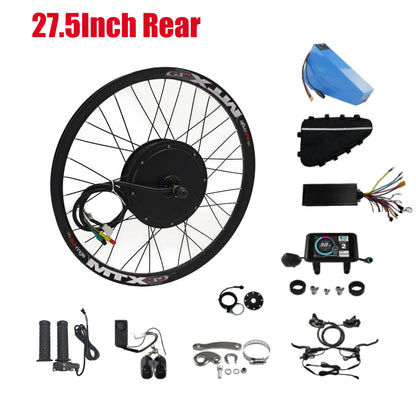 24"/26"/27.5"/29"/700C MTX39 Rear Motor Wheel Conversion Kits | 72V 3000W High-Power Motor with 26AH Large-Capacity Battery